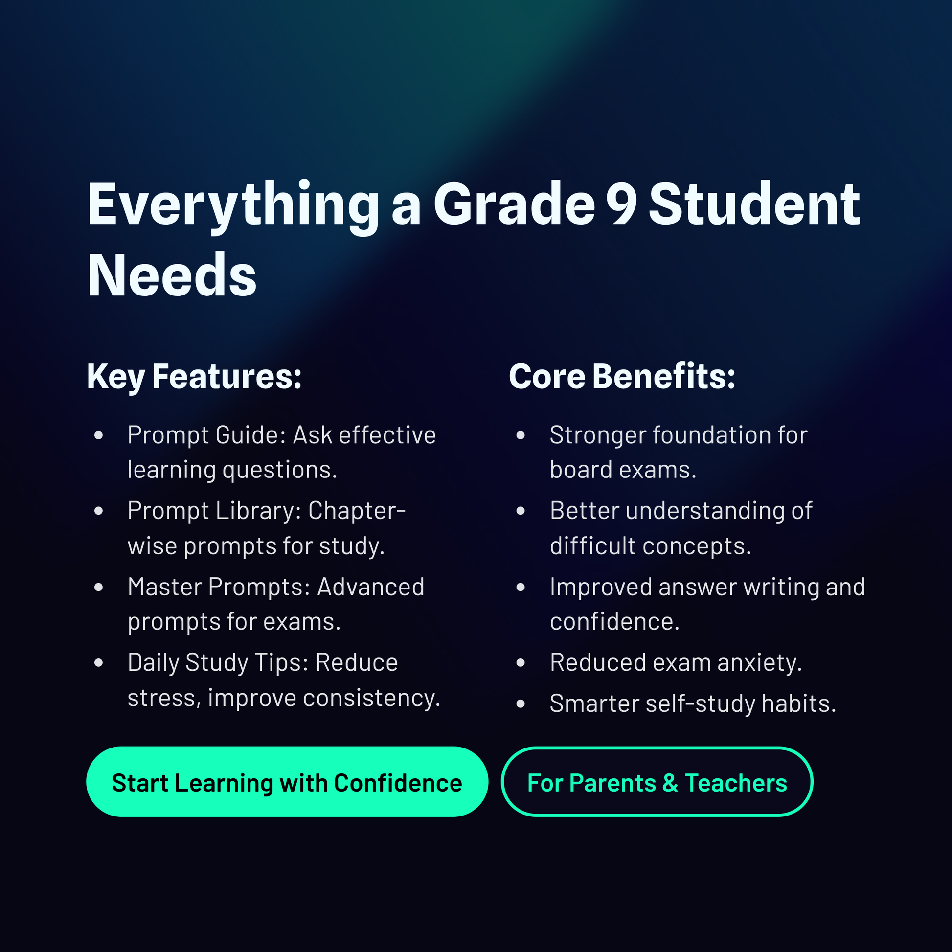 AI PATTERN: The Ultimate Student Prompt Guide & Library(CBSE Grade 9).
