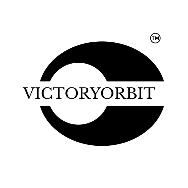 Black and white logo of Victory Orbit on a white background